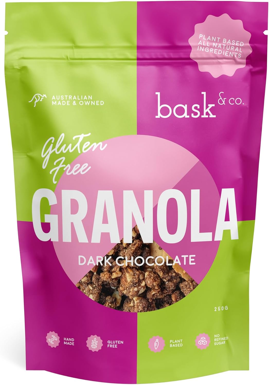 Bask & Co Gluten Free Granola Clusters - Dark Chocolate 250G image number 2