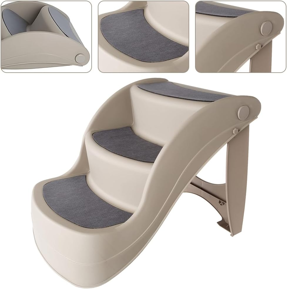 3-Step Pet Stairs, Non-Slip Pet Ramp, Dog Ladder Cat Ramp, Portable Dog and Cat Steps, Pet Stairs for High Beds, Sofas, and Vehicles (49 * 38 * 38 CM