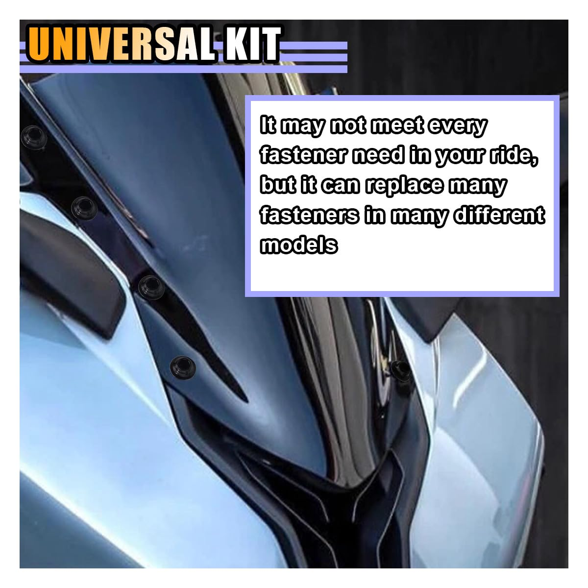 10 PCS Motorcycle Windshield Bolts Kit, Aluminum Body Mounting Screws Set, Universal Fairing Well Nuts Fastener Screw for Motorcycle Windshield and Body Panels (Black) image number 1