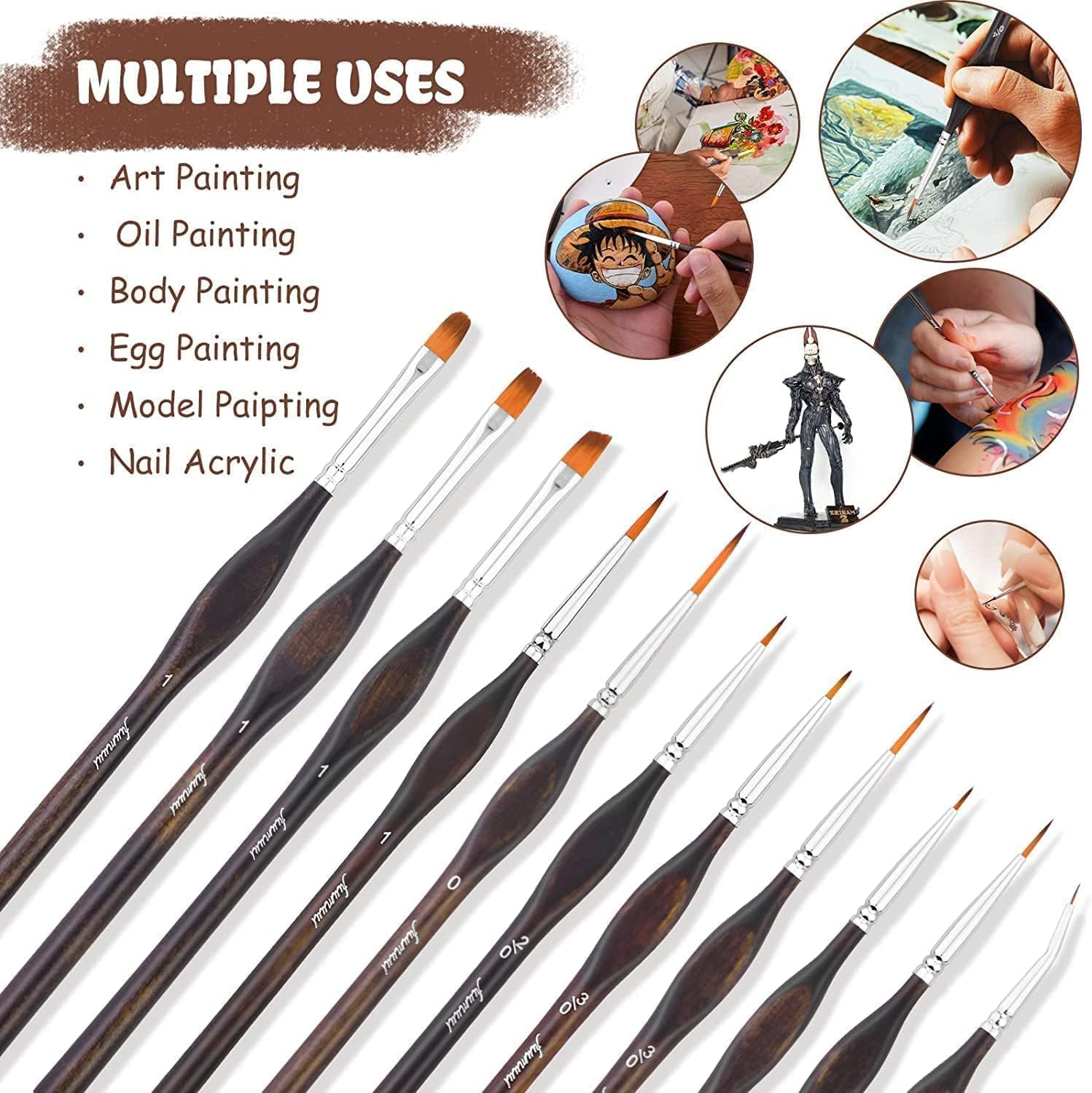 Miniature Detail Paint Brushes - 11Pcs Professional Micro Paint Brushes for Acrylic, Watercolour, Oil, Fine Detailing | Great for Models, Paint by Numbers, Warhammer 40K, DND, Citadel & More image number 1