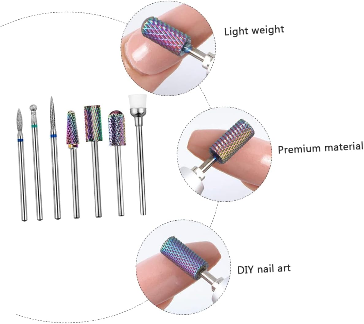 DEARMAMY Multi-Function Nail Drill Tungsten Steel Grinding Heads Manicure Grinding Tools Easy Install