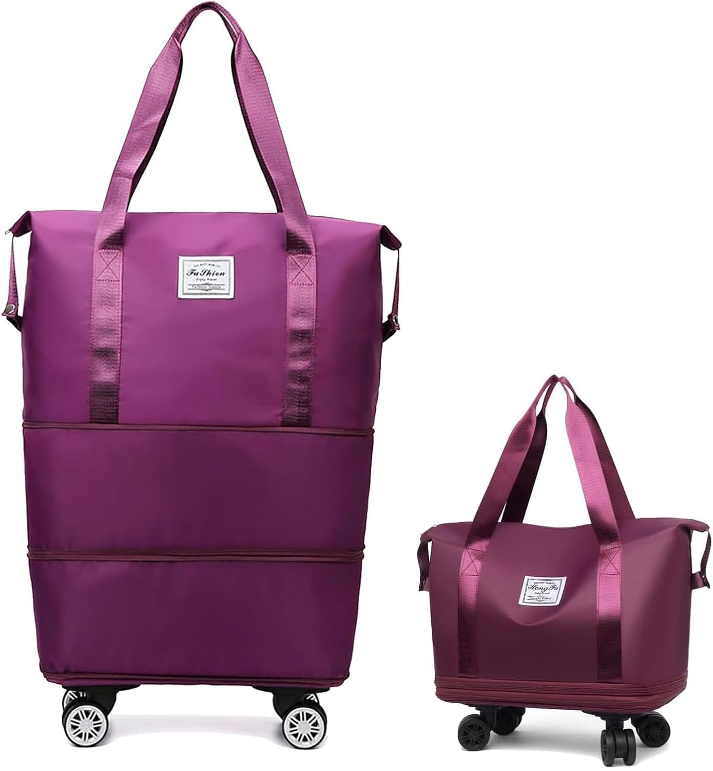 Kulken Travel Bag with Wheels, Kulken 2025 New Large Capacity Travel Bag - Universal Wheel Removable, Expandable Foldable Duffle Bags, Wide-Open Travel (Dark Purple)