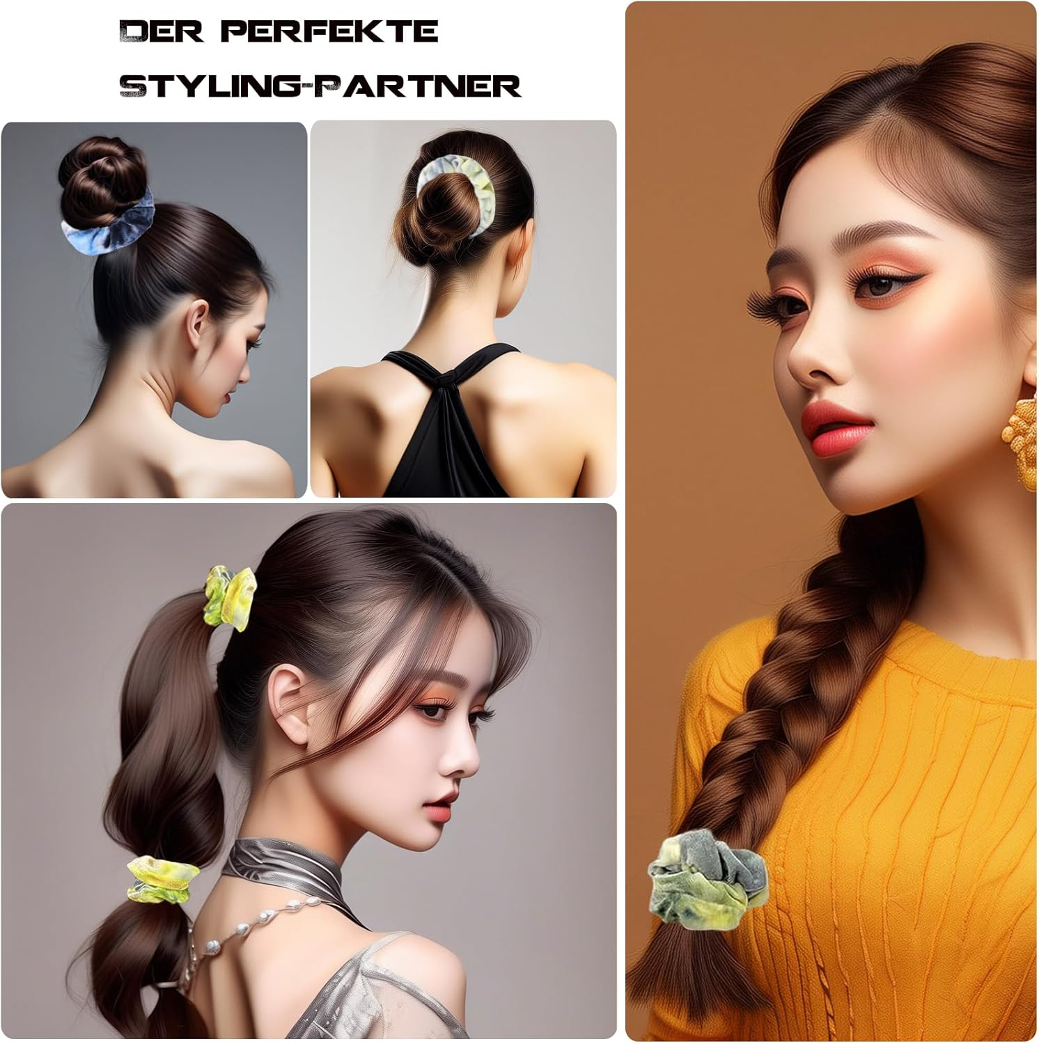 MUFEKUM Pack of 15 Women'S Tie Dye Scrunchies Velvet Hair Bobbles Women'S Hair Bands Girls Soft Elastic Cable Bobbles Hair Accessories Girls