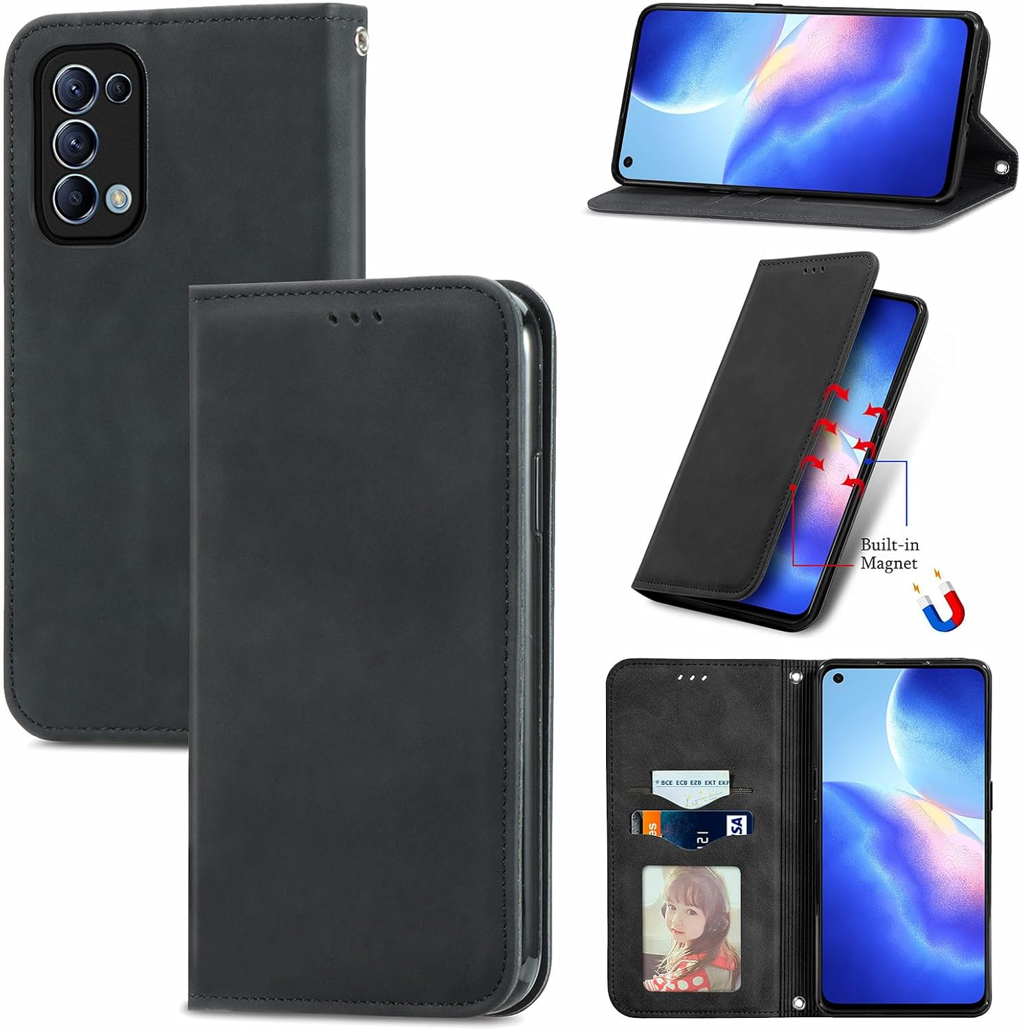 Cracedily Mobile Phone Case for Samsung Galaxy A21S Case, Flip Case Premium Leather Flip Case Magnetic Card Slot Stand Function Flip Case Protective Cover for Galaxy A21S, Teal Green