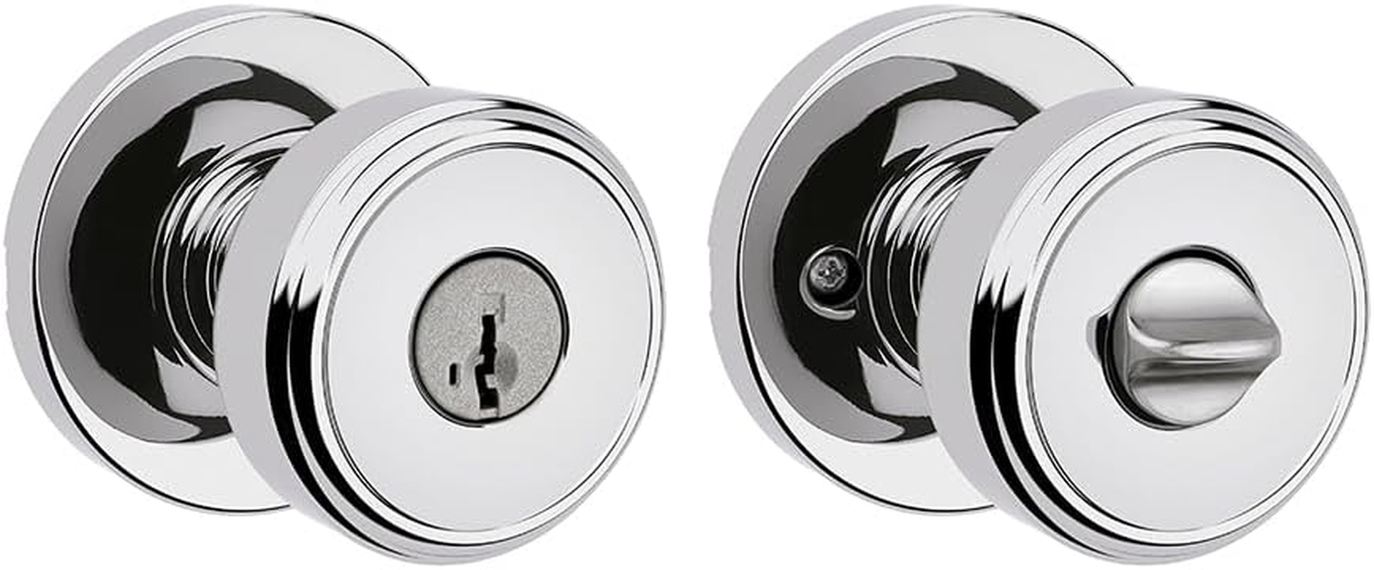 Kwikset Maven Interior Privacy Door Knob with Lock, round Door Handle for Bathroom and Bedroom, Matte Black Keyless Turn Lock Doorknob, with Microban Protection
