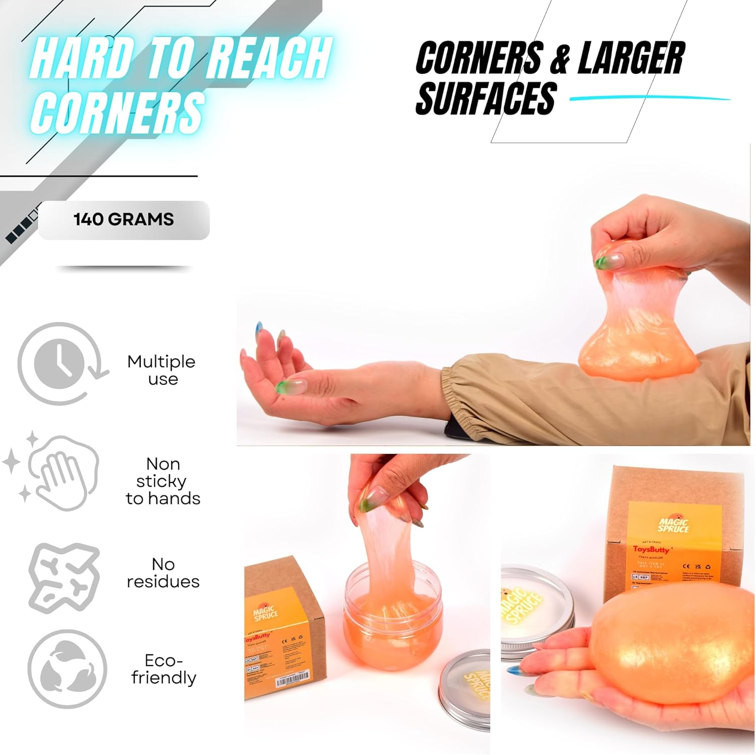 Toysbutty Car Cleaning Gel Kit for Car Interior, High End Peach Scented Cleaning Putty in Classy Jar, Detailing Cleaning Gel Universal Dust Cleaner, for Keyboard Apple Laptop, Car Cleaning Supplies image number 6