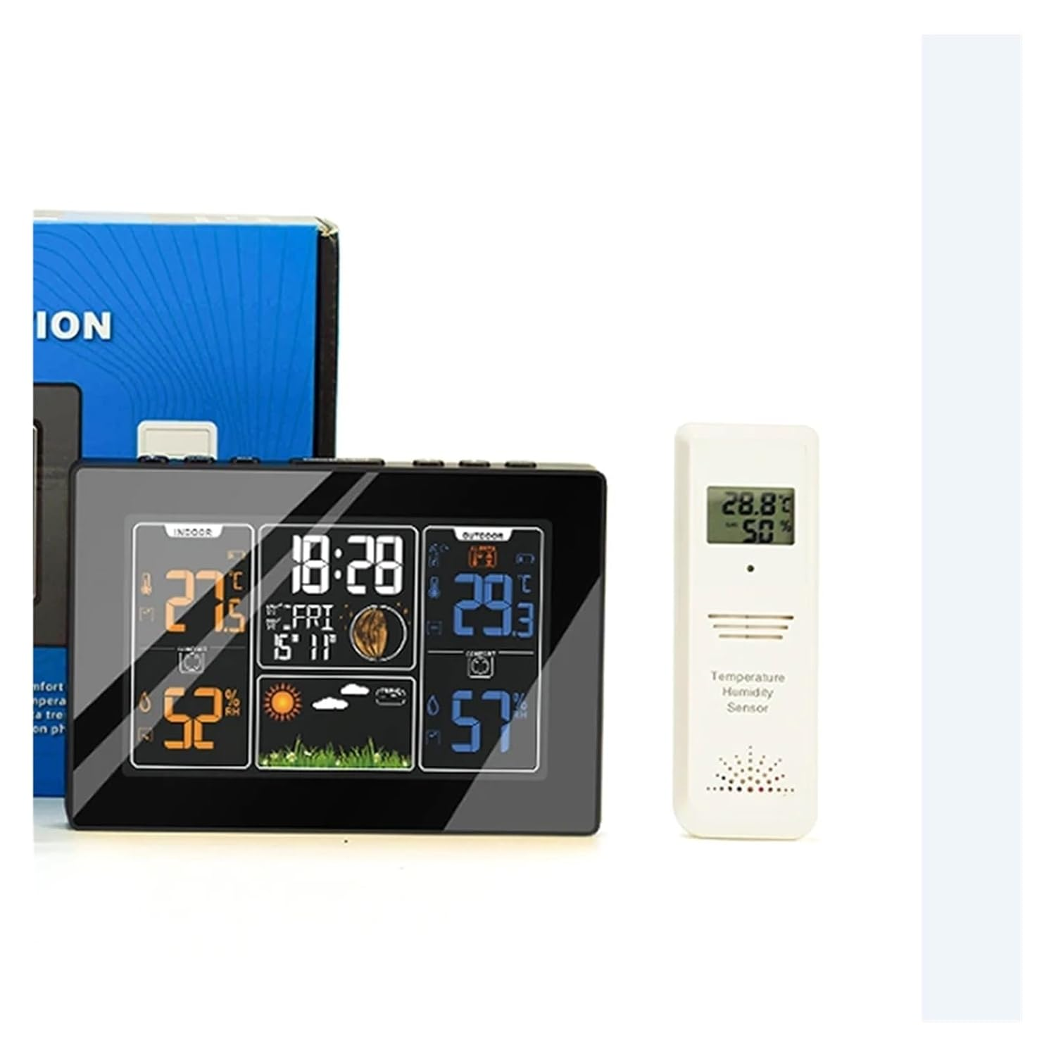 PT201C Digital Alarm Wall Clock Wifi Weather Station In/Outdoor Temperature Humidity Moon Phase Forecast -40℃ image number 5