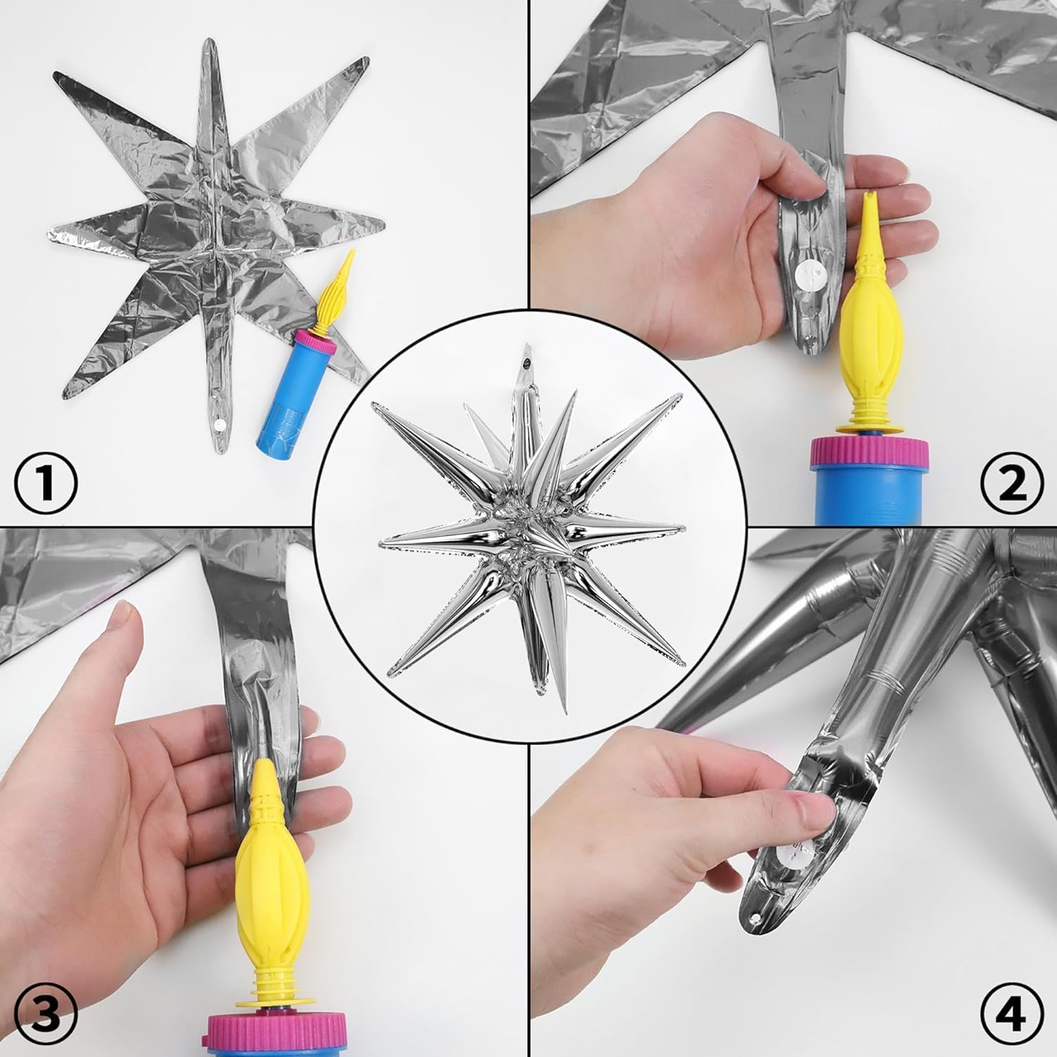 18 Pcs Disco Ball Balloons 4D Large Foil Balloons with 2 Gold Microphone Balloons Explosion Star Aluminum Foil Balloons 22 Inches 15 Inches 10 Inches Silver Disco Balloons for Disco Party Supplies image number 3