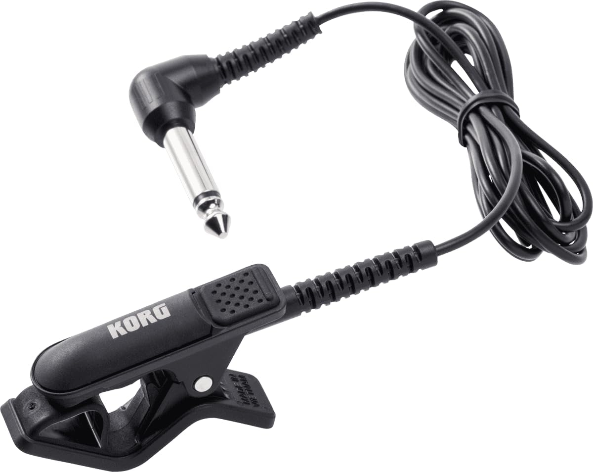 Korg Tuner CM300BK - XLR Microphone, High-Precision Piezo Element Vibration Sensing, 1.5M Cable, 30Mm Clip, Black