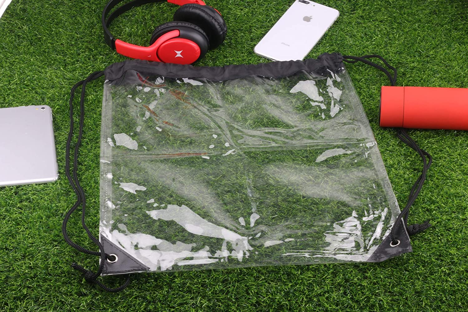 2 Pieces Clear Drawstring Bags, Waterproof Small Clear Bag for Stadium Colleges Sport Event Work Concert Security Approved image number 2