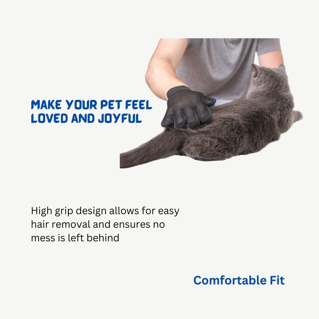 Pet Grooming Glove for Cats and Dogs, Deshedding Brush (Blue, Medium) image number 1