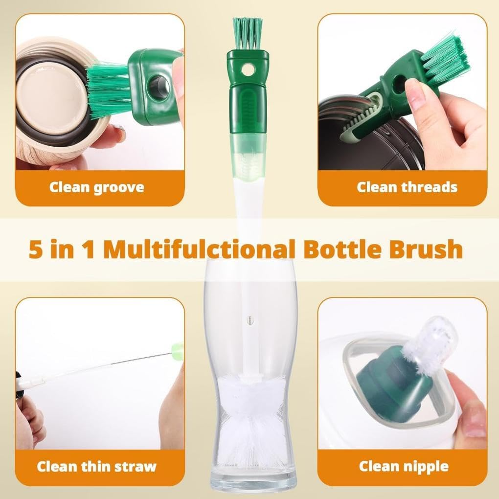 5 in 1 Water Bottle Brushes for Cleaning, Multifunctional Insulation Bottle Cleaning Tools, Easily Cleans the Cup Mouth, Lid, Bottom, and Straw, Home Kitchen Cleaning Tools image number 5