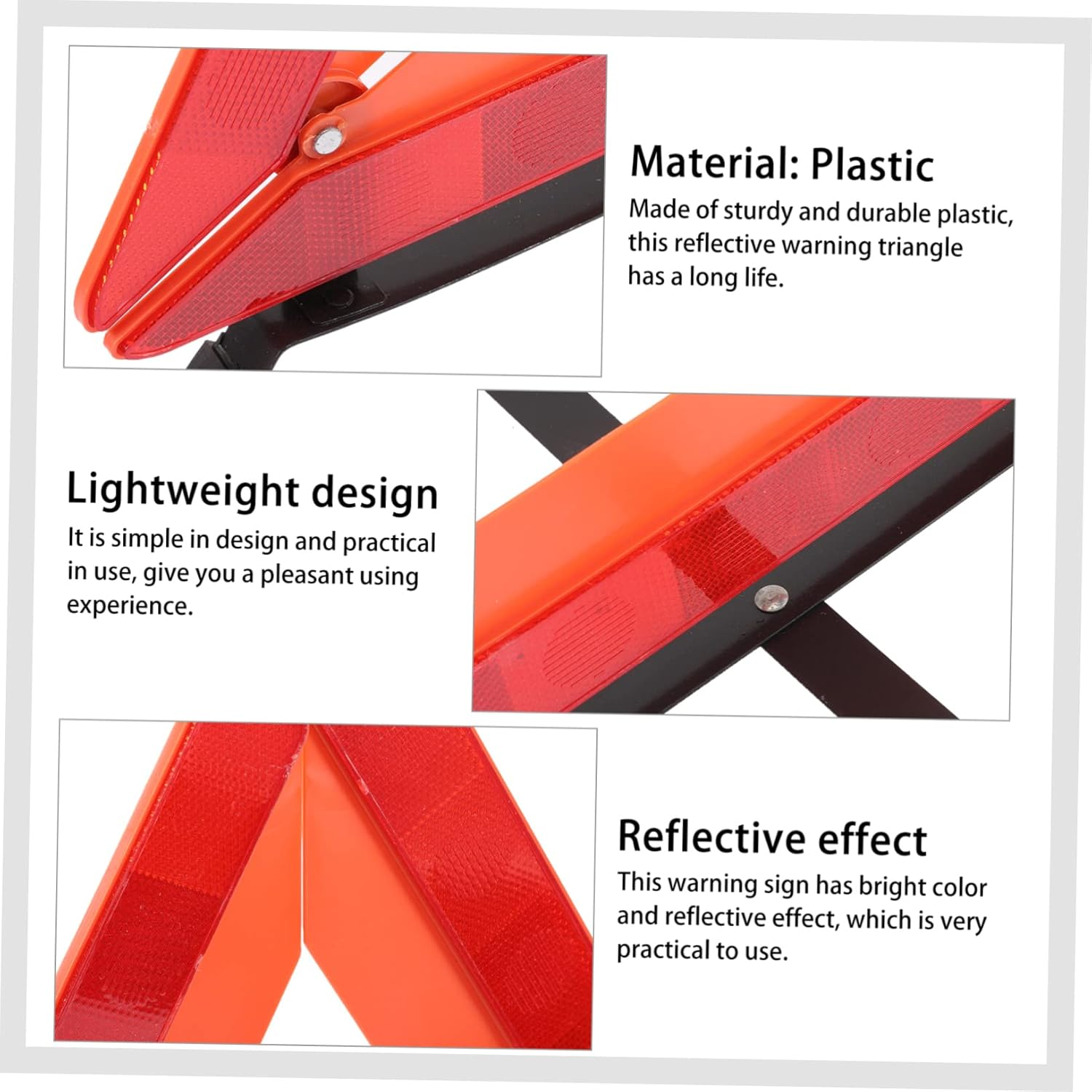 Hohopeti Reflective Warning Triangle Safety Triangles for Road Easy to Store Car Use Kit image number 3