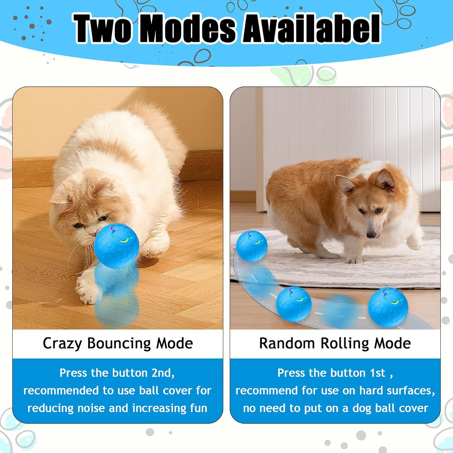 Interactive Dog Toy Ball,Automatic Moving Dog Toy Ball, Vibrating Ball for Dogs for Small, Medium, Large Dogs - Grey image number 7