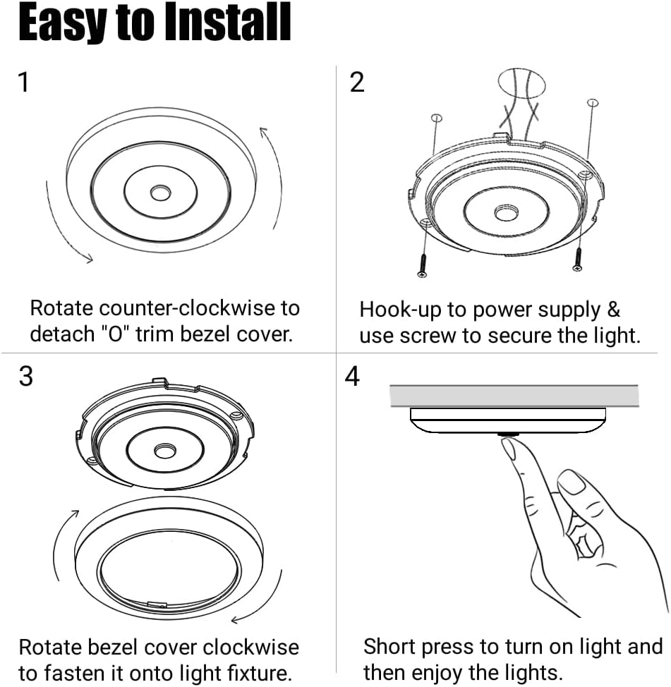 Acegoo RV LED Puck Light Camper Van 3&rdquo; Overhead Ceiling Light, 12V down Light for Motorhome Boat Truck Trailer Cars, Inbuilt Dimmer Switch & Blue Nightlight, CRI90+ (Chrome 5000K) image number 1