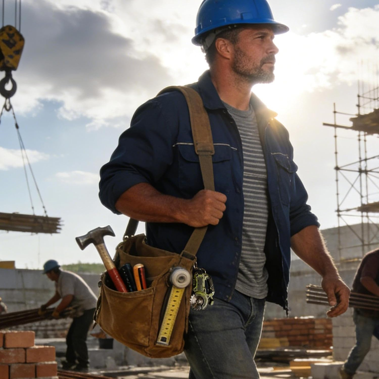 Mini Chainsaw Keychain &ndash; ABS Tool Pendant Accessory | Purse Charm Keyring Ornament | Lightweight Decorative Carry for Backpack Wallet for Woodworkers Carpenters DIY Fans Men Fathers Mechanics image number 3