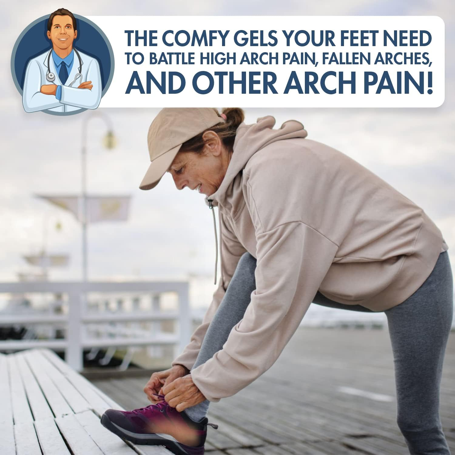 Dr. Frederick'S Original High Arch Support Gel Inserts - 6 Pcs - Peel & Stick Supercomfort Gel - Great for Sandals - Dress Shoes - Flip Flops - Women & Men image number 1