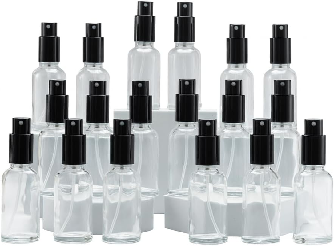 YIZHAO Transparent Spray Bottle Glass 30 Ml Spray Bottle Small Glass with [Atomiser] for Essential Oils, Cosmetics, Pharmacists, Cleaning, Aromatherapy, Massage, Hair - 18 Pieces
