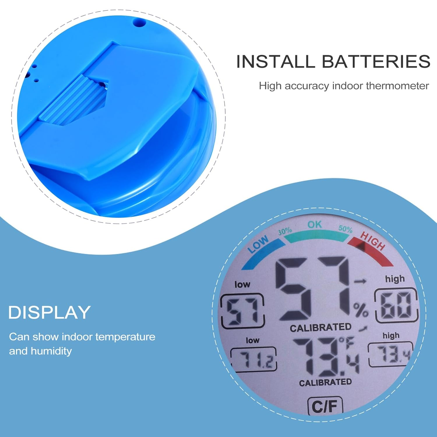 Digital Indoor Thermometer Hygrometer Touchscreen LCD round Temperature Humidity for Home Office Bedroom with Stand and Wall Mount Design image number 5