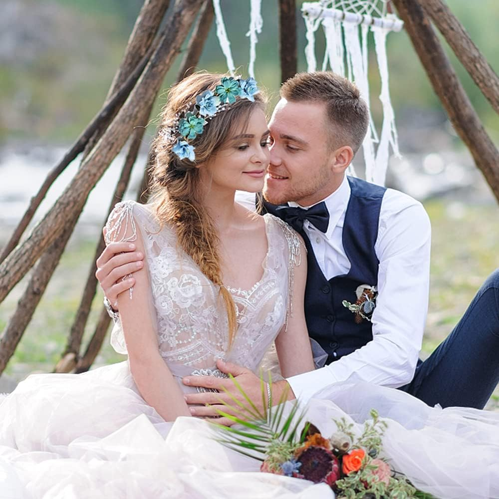 Gmedhc Bohemian Headpiece, 6 Pieces Floral Headband Wreath, Communion Garland Headpiece, Artificial Flower Headbands for Women Festival, Garland Hair Band for Women Girls Wedding Festival Party image number 6