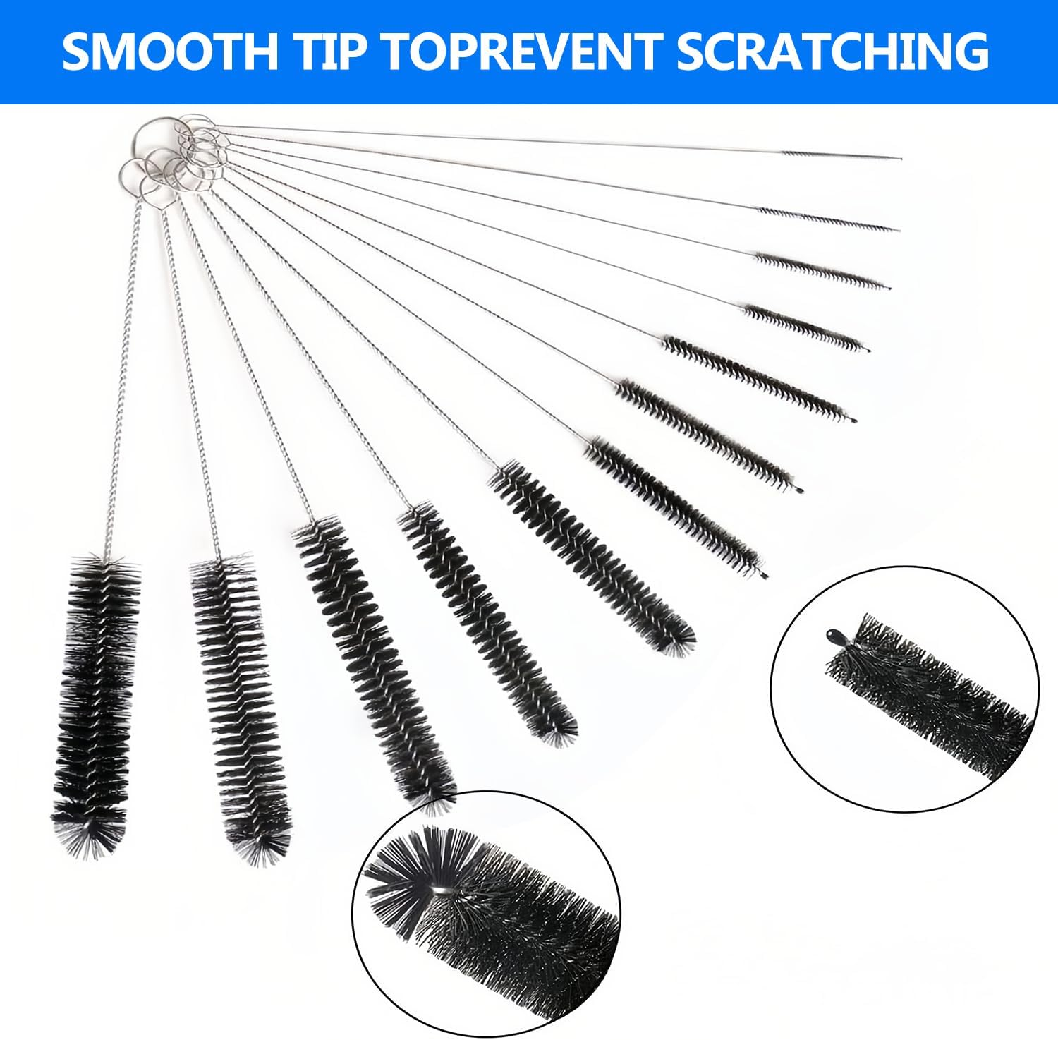 Straw Cleaner Brush Set, 12Pcs Bottle Brushes for Cleaning Small Pipe Cleaner Brush Small Brush for Cleaning, Reusable with Stainless Steel Handles, Perfect for Household and Kitchen Use image number 5