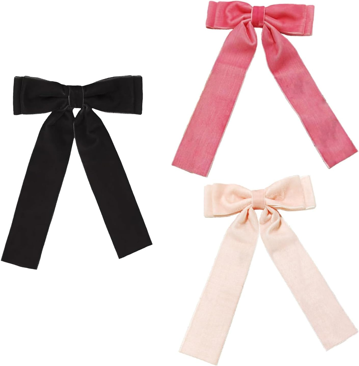 3 Pcs Velvet & Satin Bow Hair Clips Set - Large Vintage French Hairpins for Women & Girls - Handmade Ribbon Bowknot Clips, Perfect for Everyday & Special Occasions image number 4