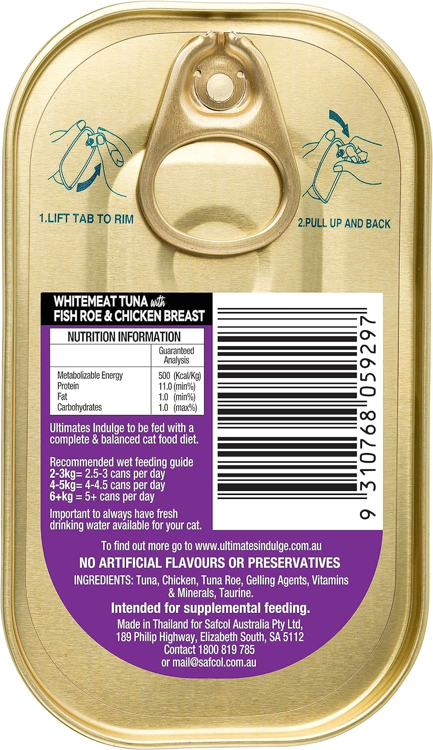 Ultimates Cat Pet Food Whitemeat Tuna with Fish Roe and Chicken Breast, Adult, 80 X 85G, 80 Piece