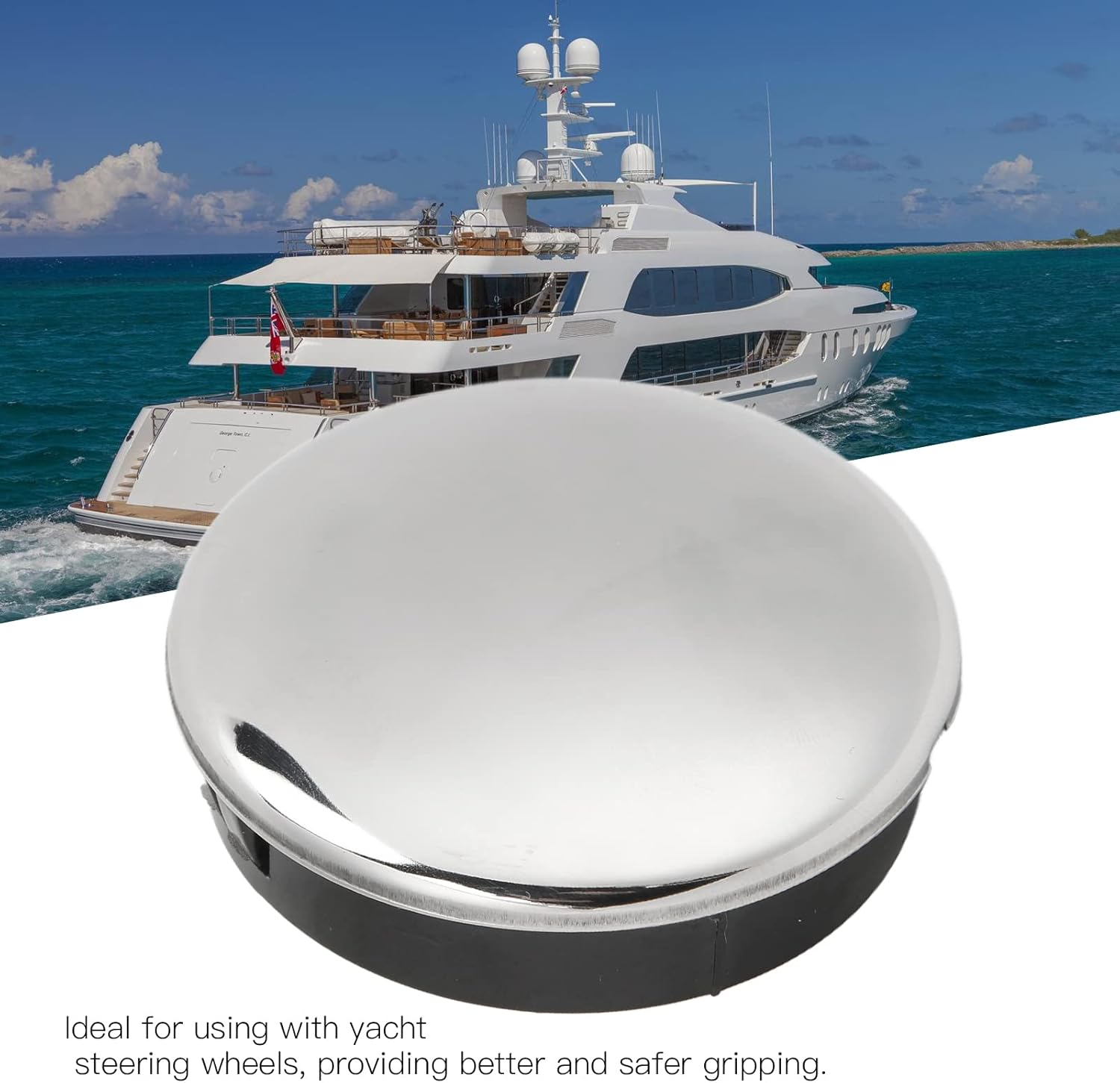 Ejoyous 2.5 Inch (6.35Cm) Boat Steering Wheel Center Cap, 316 Stainless Steel, ABS Material Snap-In Quick Installation, for Yacht Steering Wheels Enhances Grip Safety Durable image number 5
