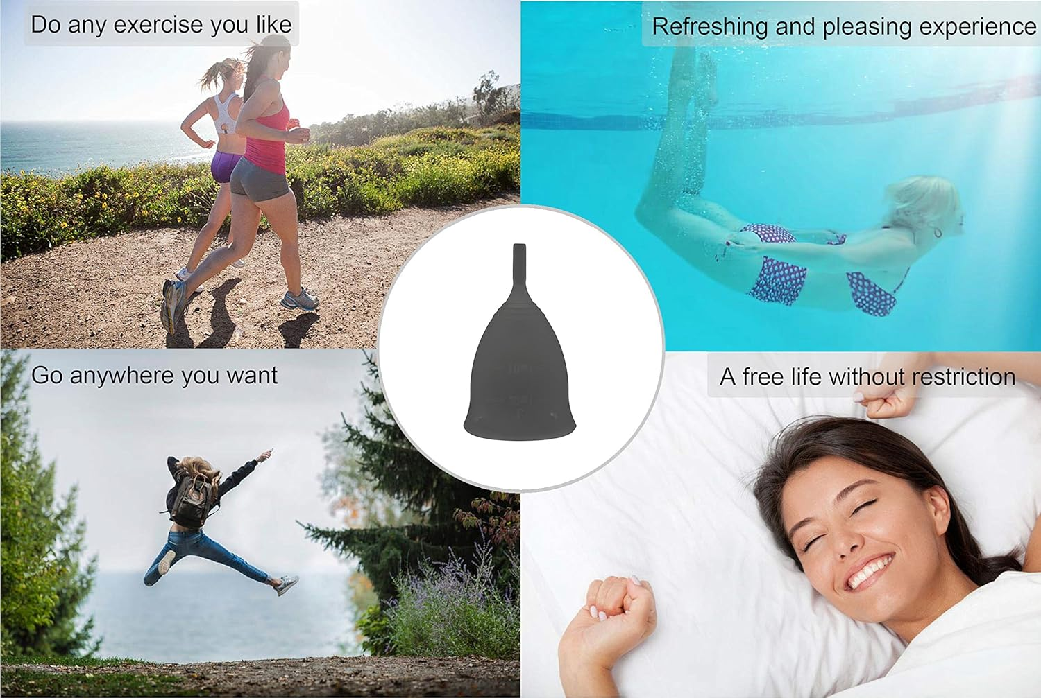 Airlut Menstrual Cup with Storage Carry Bag, FDA Approved, Tampon and Pad Disposable Alternative Feminine Complete Protection for Pre Childbirth Woman (Small, Black) image number 1