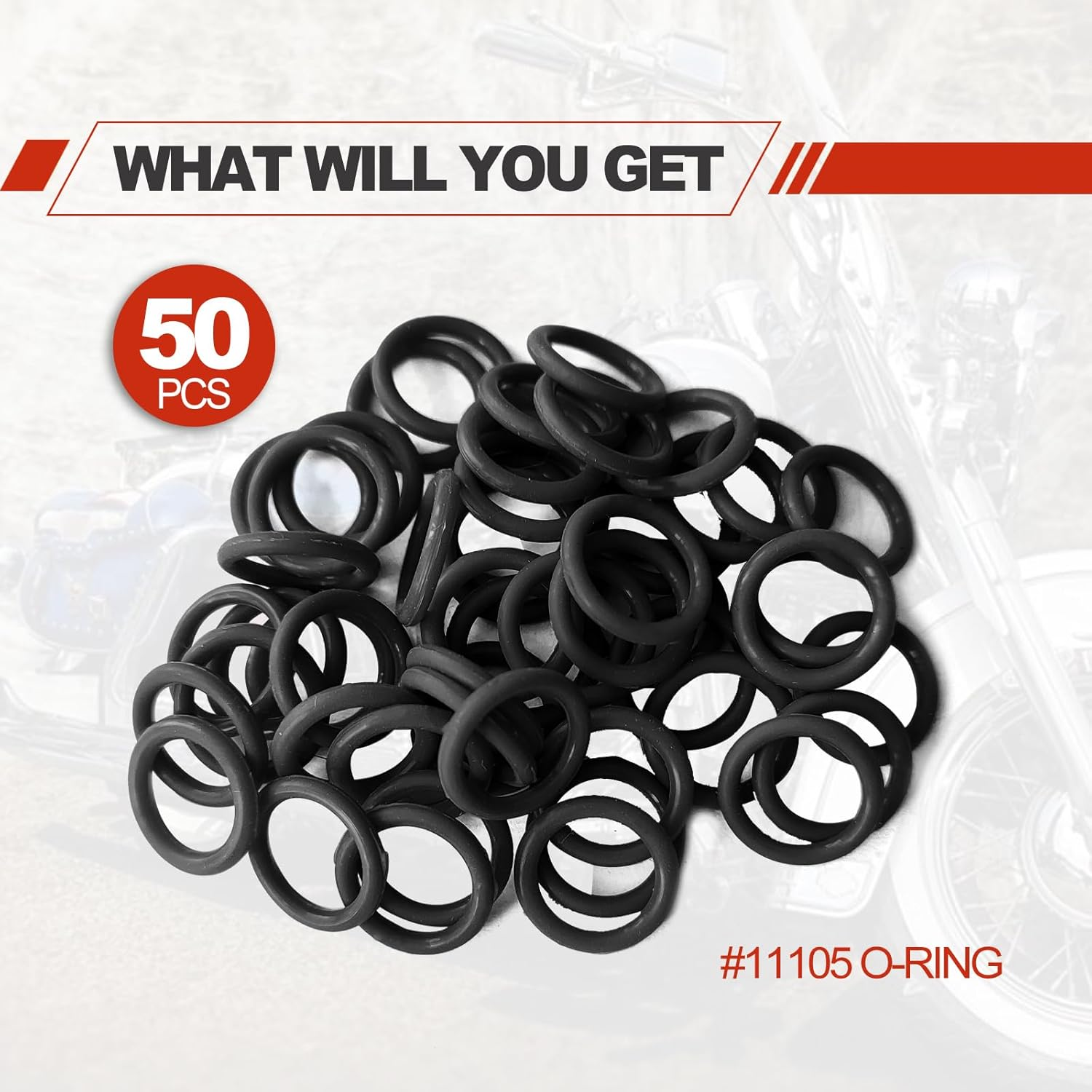 50 Pack Oil Drain Plug O-Ring #11105, Motorcycle Drain Plug O-Rings Replacement, Nitrile Rubber O Ring Gasket Ring Compatible with Harley Davidson(Black) image number 3