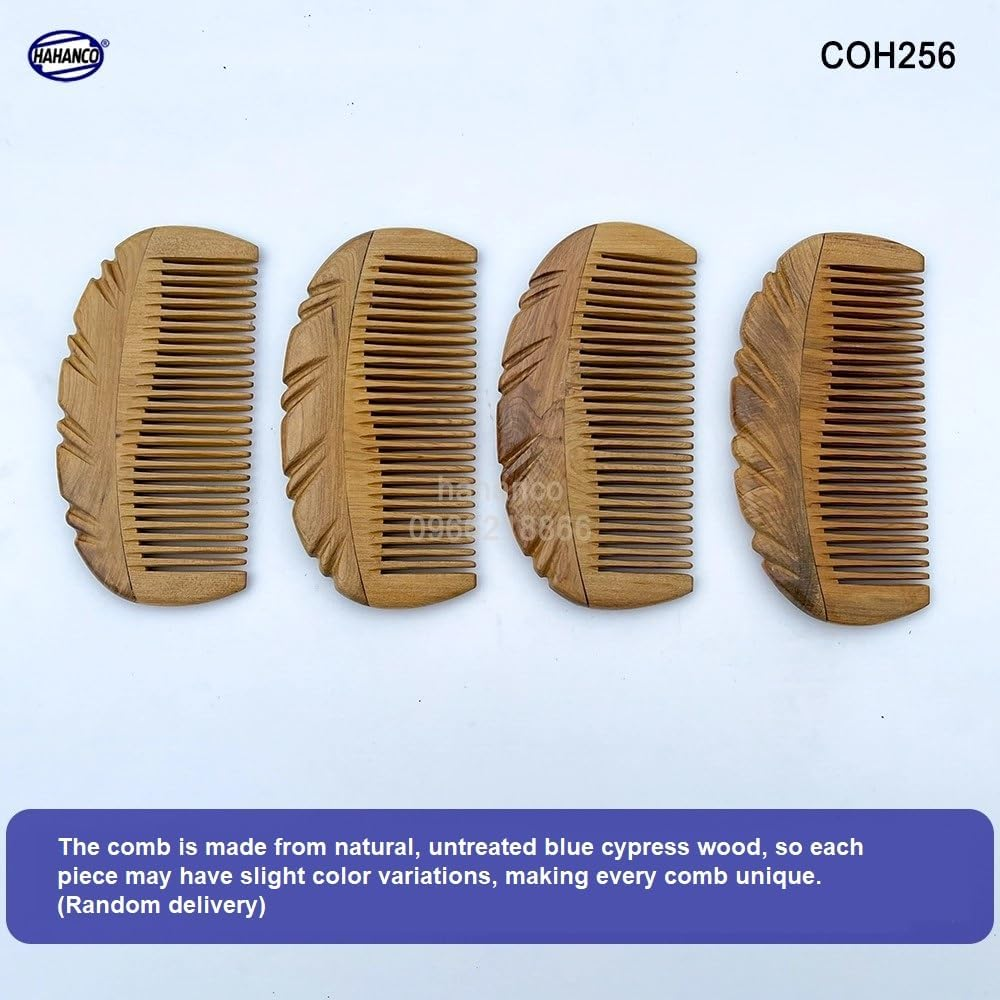 Green Cypress Wood Hair Comb, Handcrafted Wedge Design, 12 X 6 Cm image number 3