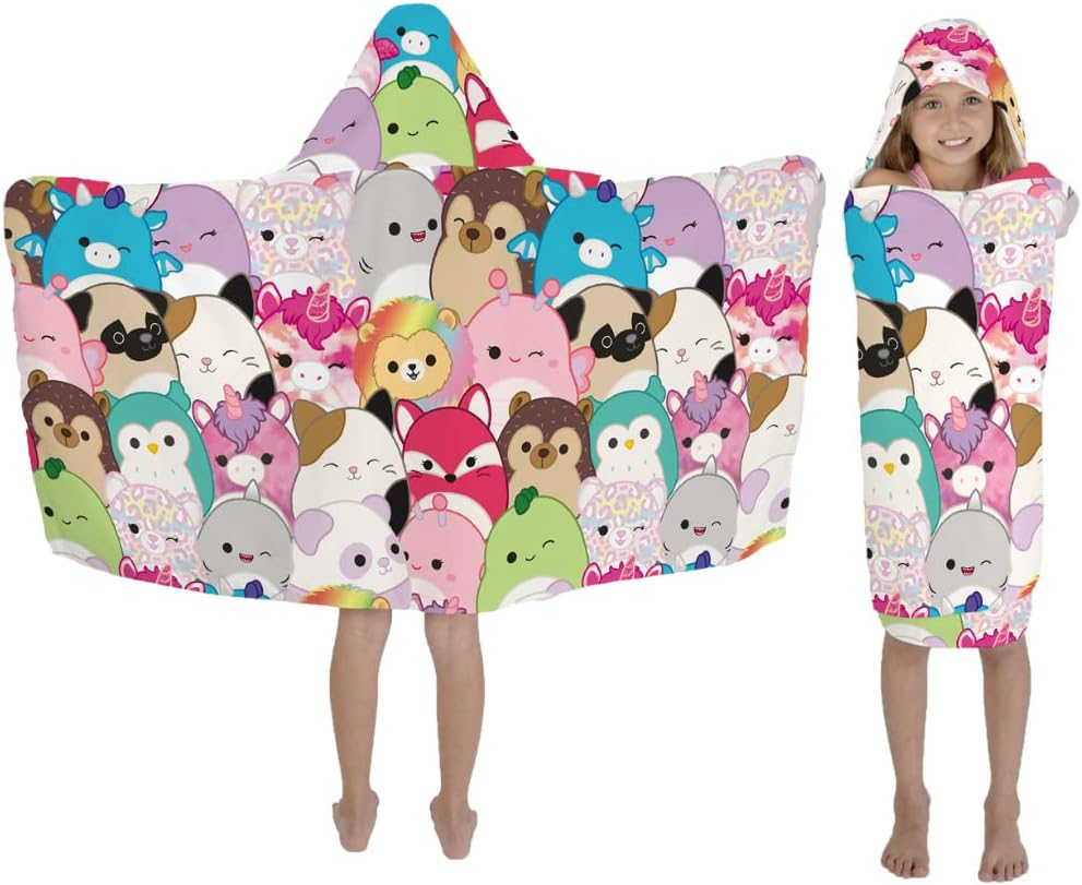 Squishmallows Kids Bath/Pool/Beach Soft Cotton Terry Hooded Towel Wrap, 24 in X 50 In, by Franco
