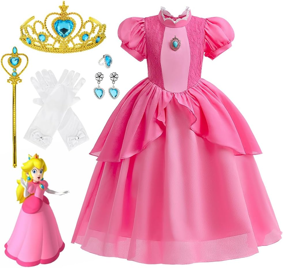 AUTOWT Princess Costume for Girls, Toddler Princess Cosplay Dress Up, Halloween Cosplay Costume for Christmas Birthday Party Gown, Aged 3-8(120) image number 6