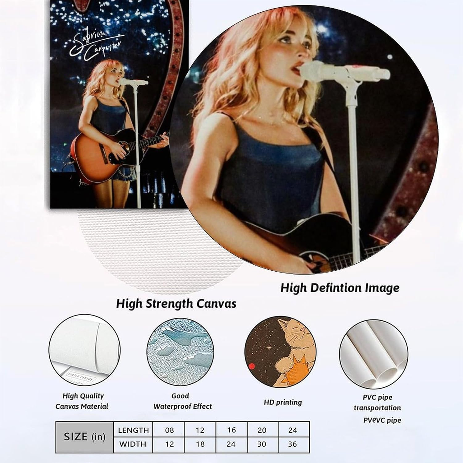 Music Art Sabrina Canvas Carpenter Poster Poster a Set of 2 Canvas Posters Room Aesthetic Festival Gift Family Bedroom Decor Wall Art Home12X18Inch(30X45Cm) Style image number 2
