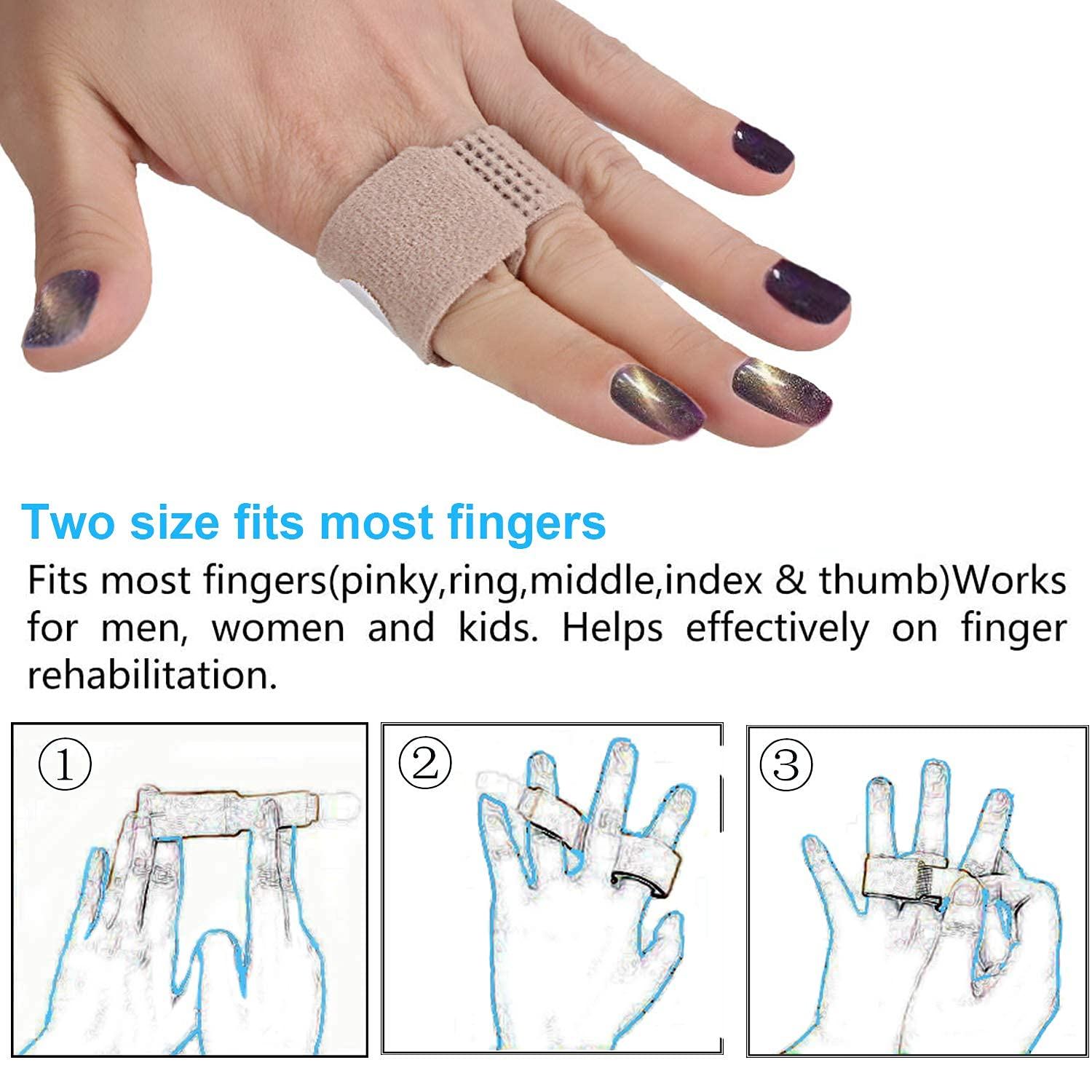 Reppkyh Buddy Finger Wraps, Pack of 8 Finger Tapes for Broken, Sprained, Fractured Finger, Finger Straps for Jammed image number 5