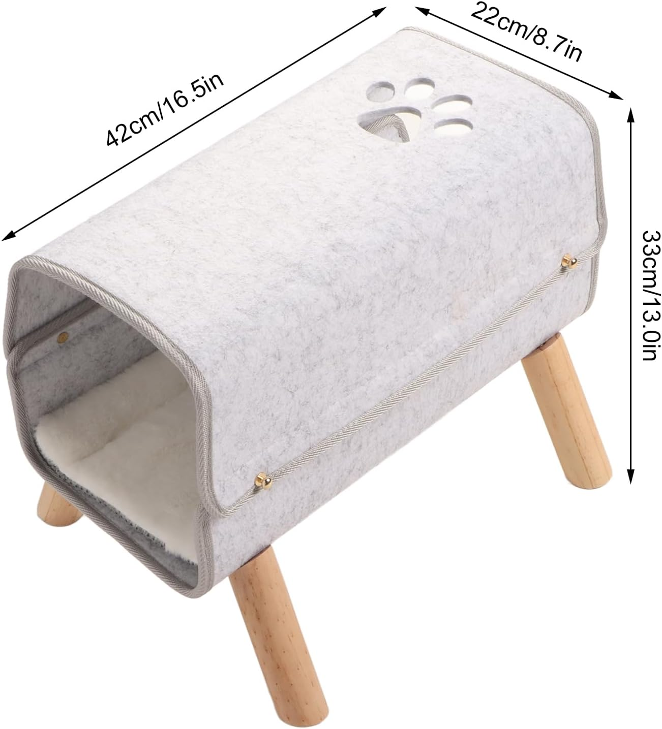 Cat Tunnel Bed, Pet Felt Tunnel Bed, Four Seasons Available Cat Nest, Detachable, Comfortable and Safe, for Small Pets Rabbits, Kittens, Puppy, 16.5X13.0X8.7In image number 3