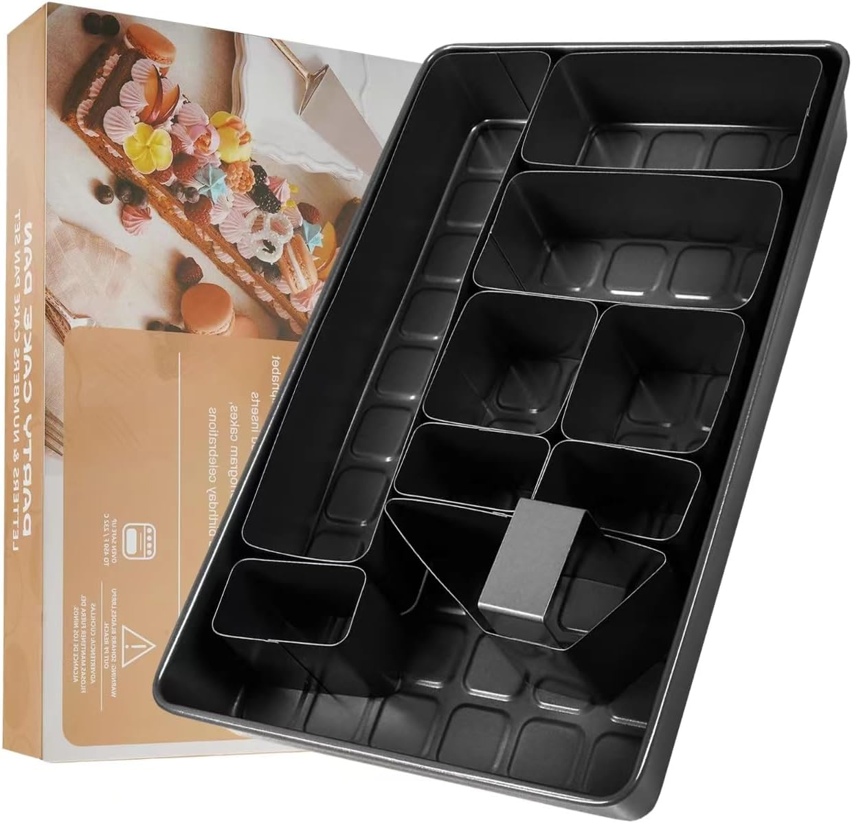 Letters and Numbers Adjustable Bakeware, Birthday Cake Mold, Novelty Cake Pans, Carbon Steel Non-Stick Cake Pan 10 Piece Set (Black) image number 6