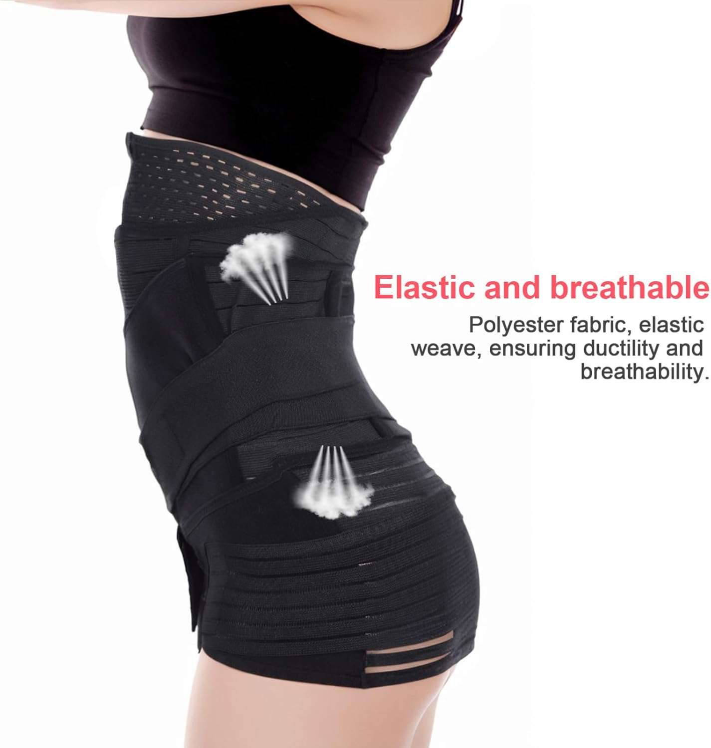Postpartum Belly Band Waist Trimmer for Women Abdominal Binder Support Postpartum Recovery Belt for Moms Black image number 2