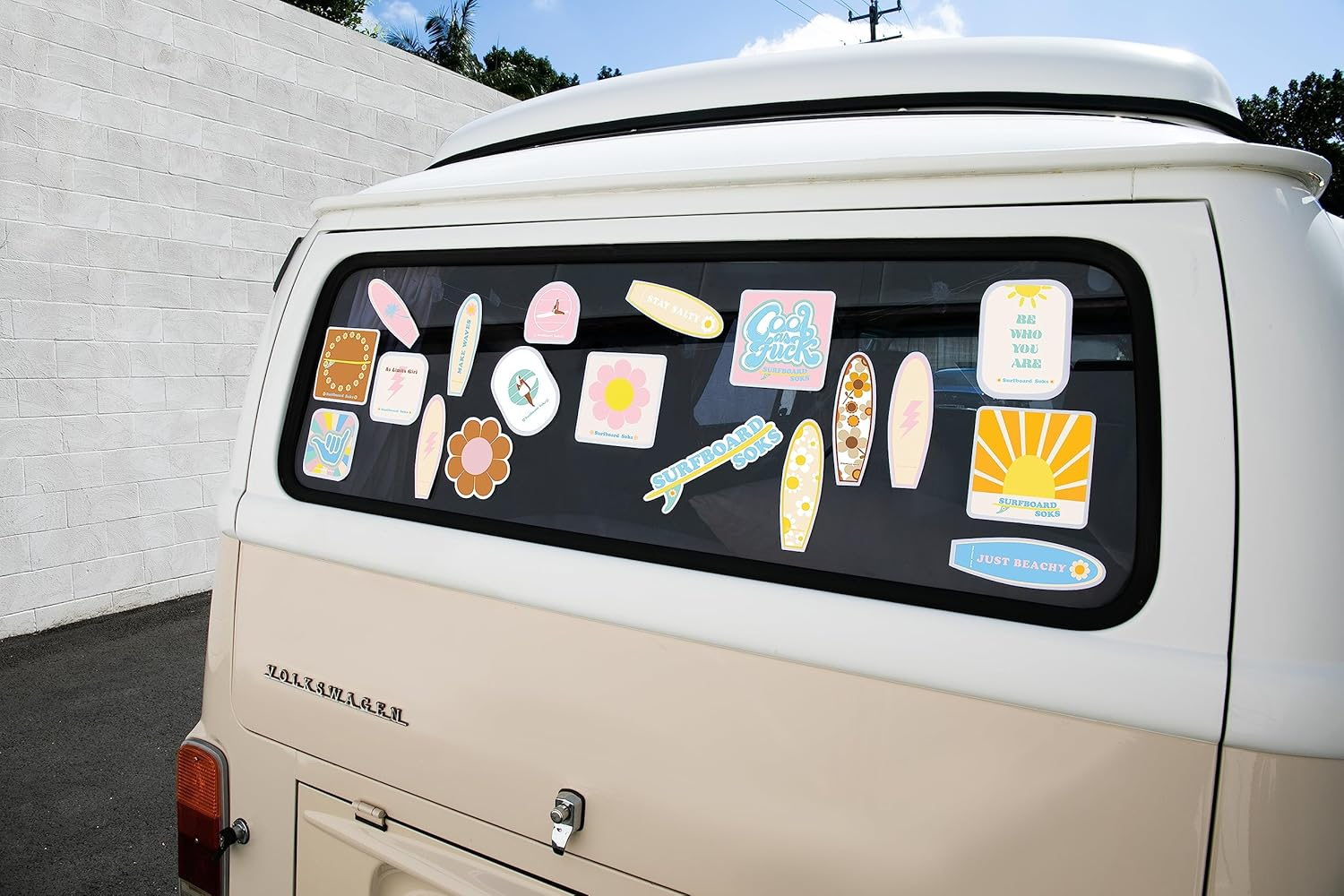 Surfboard Soks-Sticker-Bumper Sticker-Waterproof Sticker-Vinyl Sticker-Decal Sticker-Beach-Ocean-Surfing-Surf-Laptop-Water Bottle-Widows-Cars-Surfboard Sticker-70'S Retro Sticker-Daisy-Stay Salty image number 2
