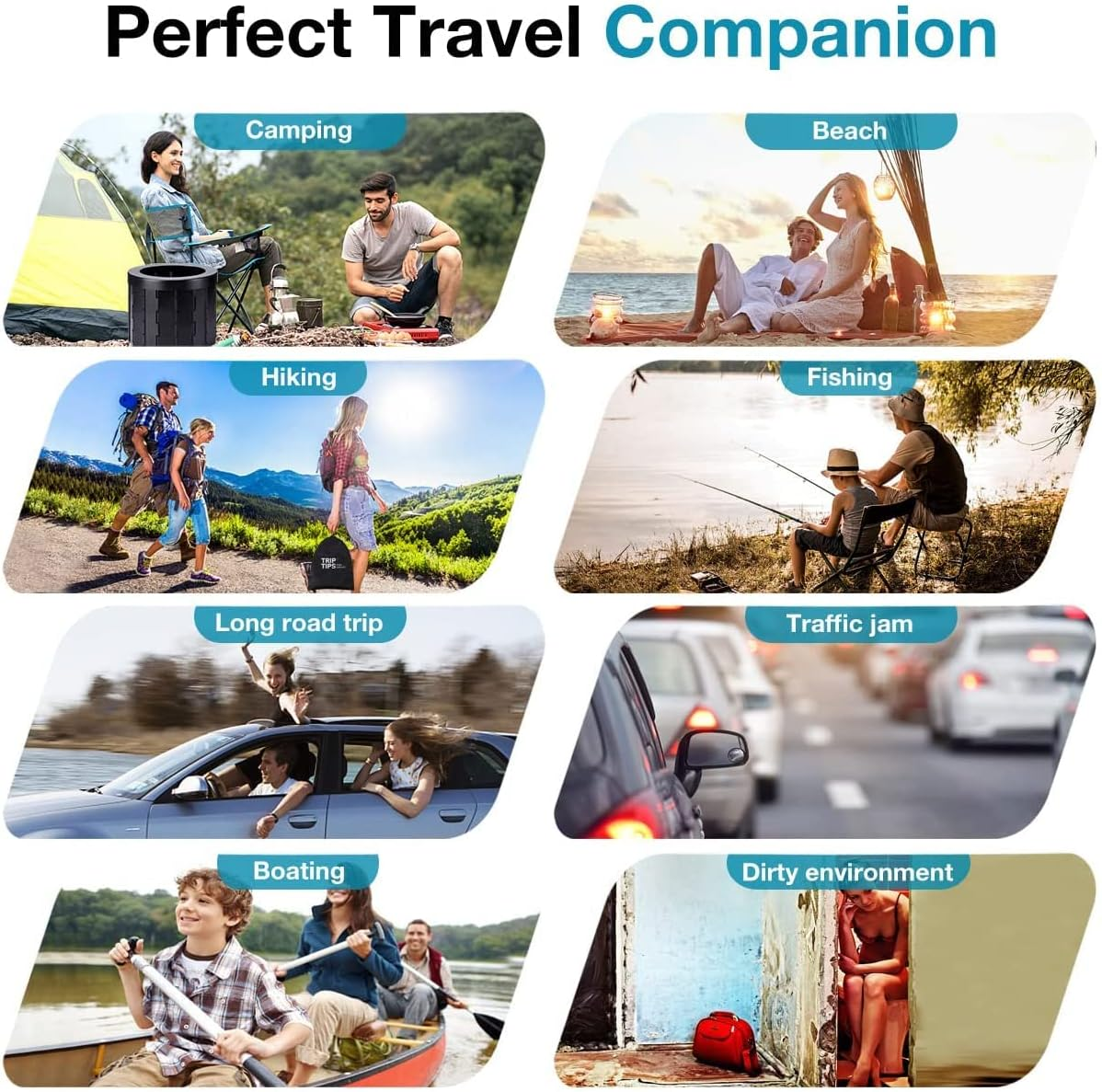 TOMVAES Portable Folding Toilet with Lid - Waterproof Camping Potty, Car Bucket for Travel, Boat, Hiking, Long Trips, Beach