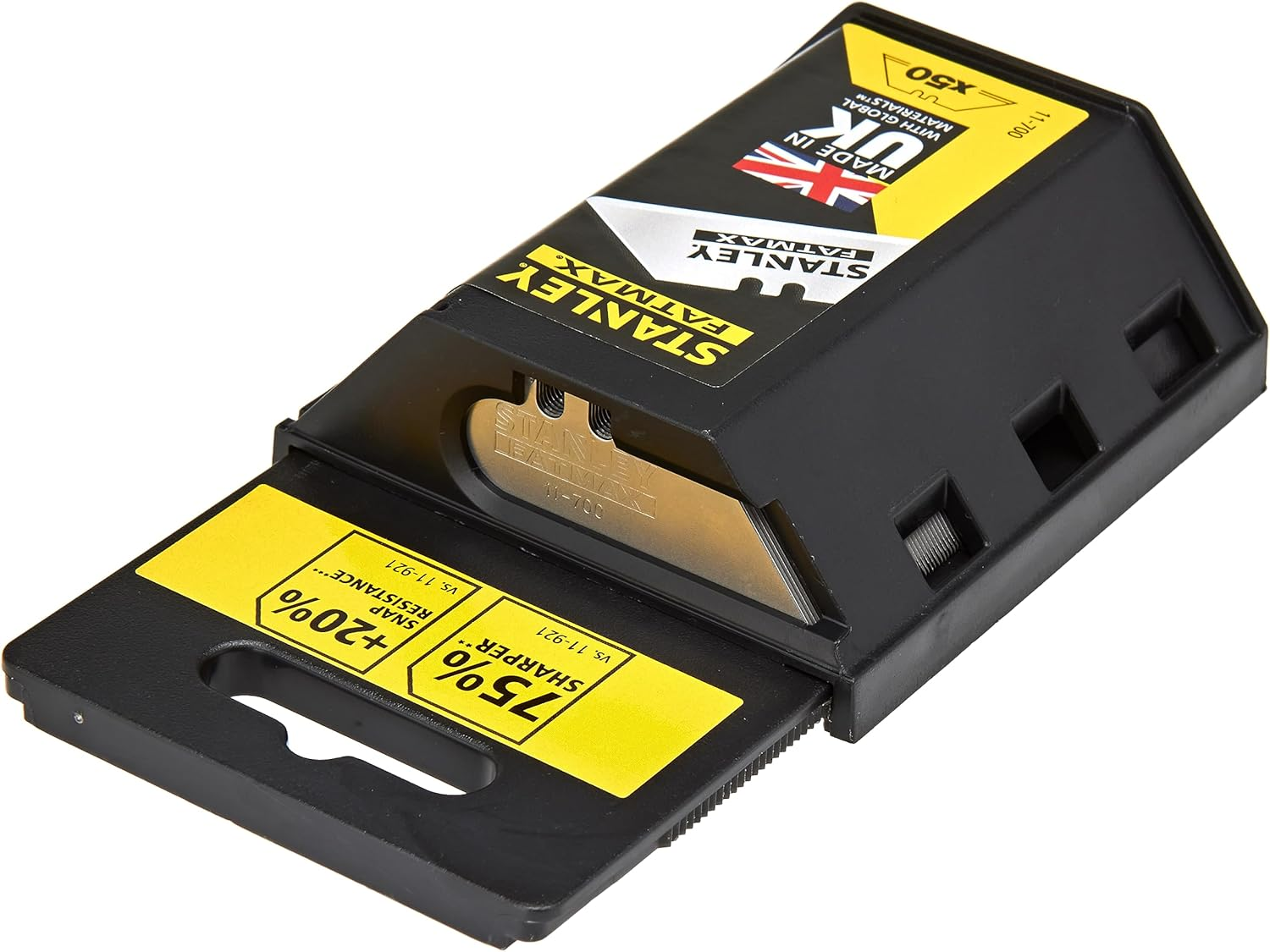 Stanley Fatmax Trapezoidal Blades (0.65 Mm Blade Thickness, S3 Technology, Shatterproof up to 35 Kg, Pack of 50 in Large Dispenser) 0-11-700, Silver image number 4