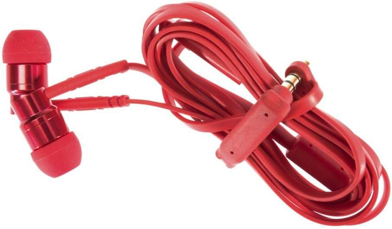 Aiino - Jazz, Earphones, Stereo Metal Headphones with Microphone and Multifunction Button, Compatible with All Smartphones, Media Players and Tablets - Red image number 2