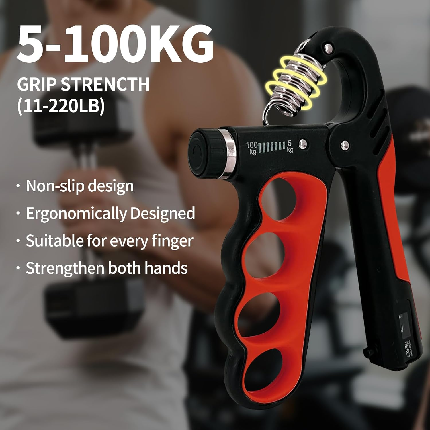 2 Pcs Grip Strength Trainer, 11-220Lbs Hand Grip Strengthener with Adjustable Resistance, Portable Forearm Strengthener Workout Kit, Injury Recovery and Muscle Training - Yellow image number 4