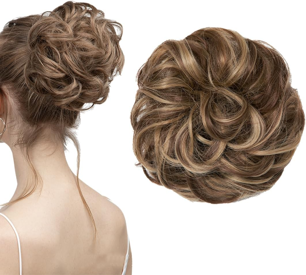 Hairpiece with Elastic Band, Large Bun Hairpiece Hair Scrunchie with Hair Updo Hairstyles, for Women Girls Ponytail (A) image number 3