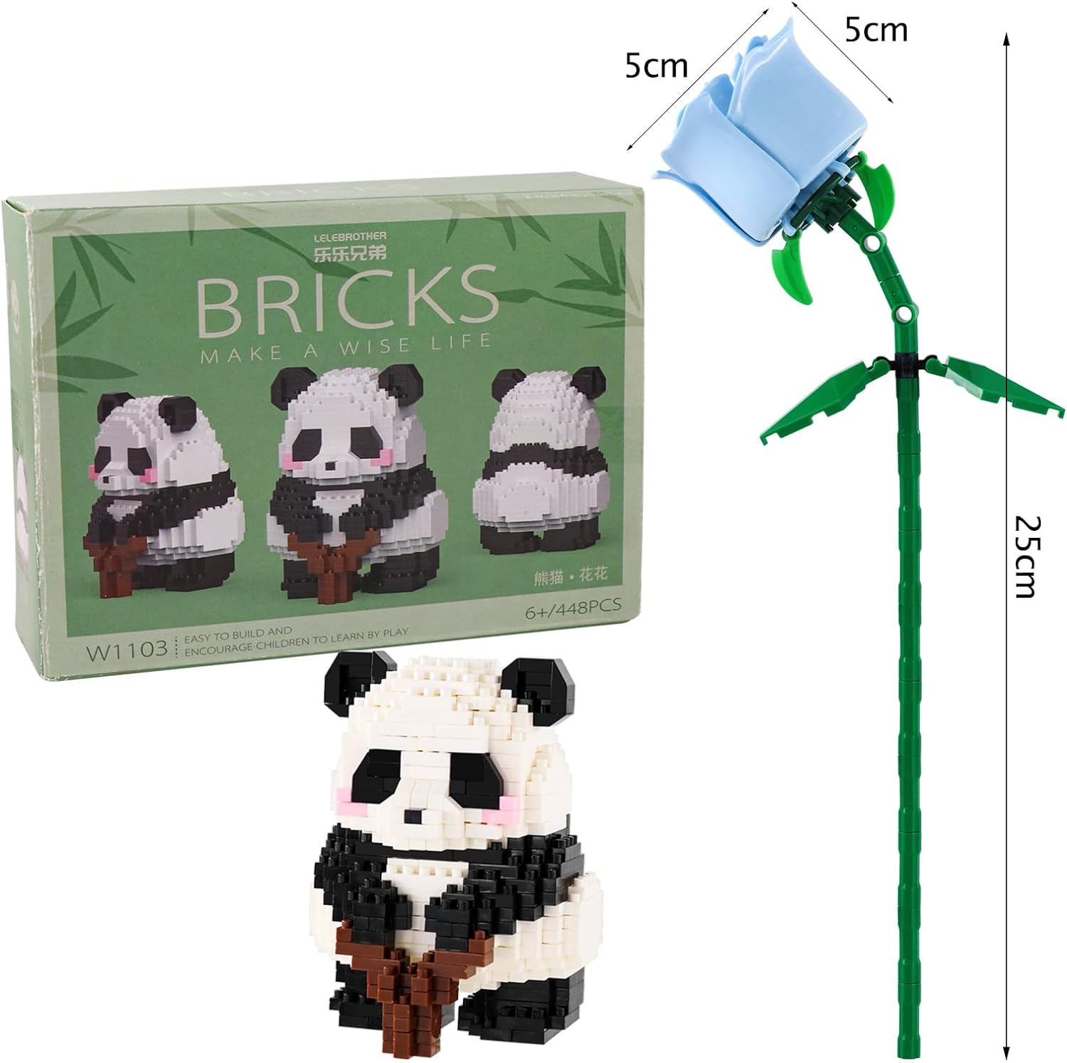 Blocks Building Sets Panda Mini Bricks with Flower for Kids Presents, 448PCS Micro Cute Practising Animals Toy Building Blocks for Party Gifts for 6+ Teens Blossom,Unique Mother'S Day Ideas image number 6