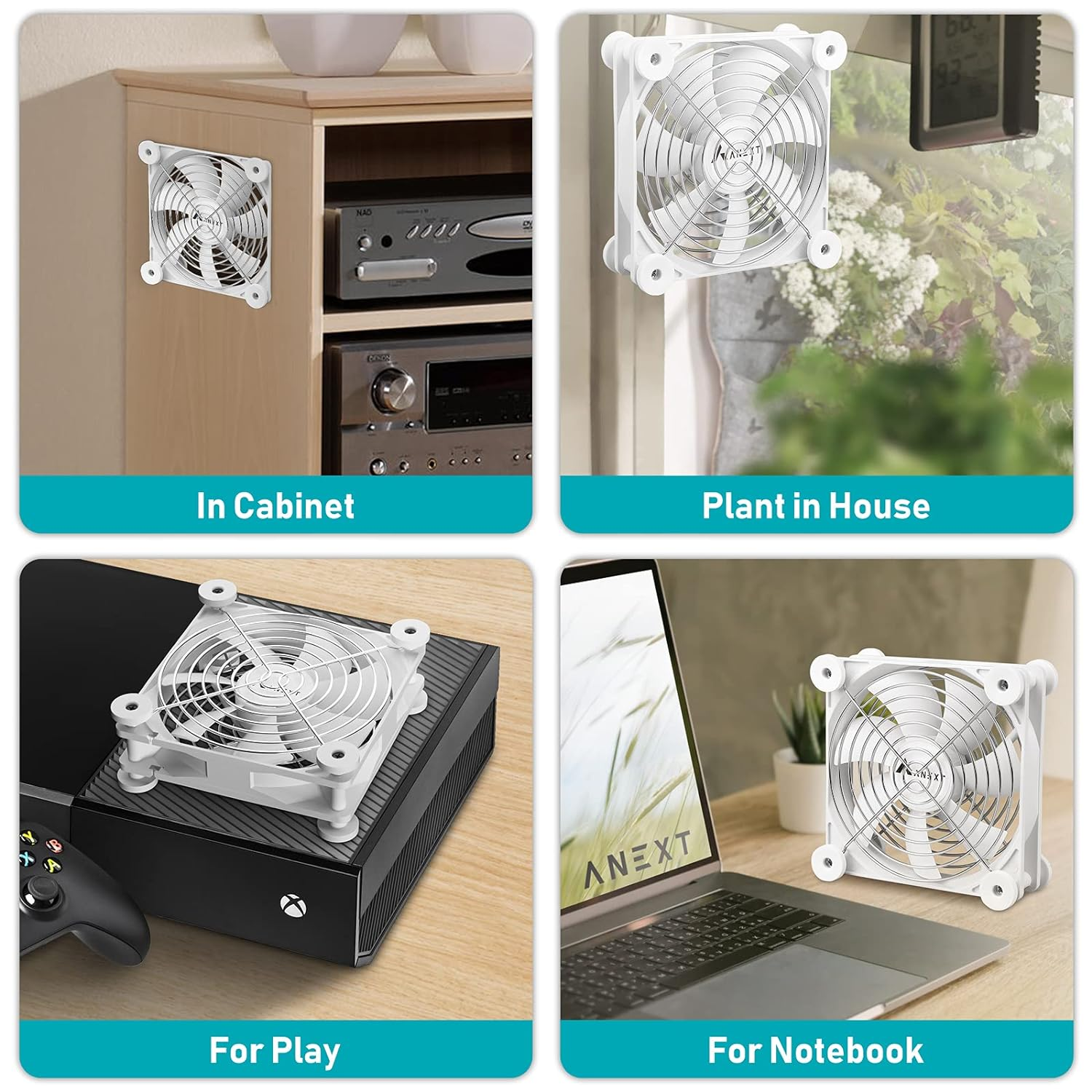 ANEXT, 120Mm USB Computer Fan White, 120Mm Fan, Silent Fan for Receiver DVR Playstation Xbox Computer Cabinet Cooling, 2 Packs White image number 6