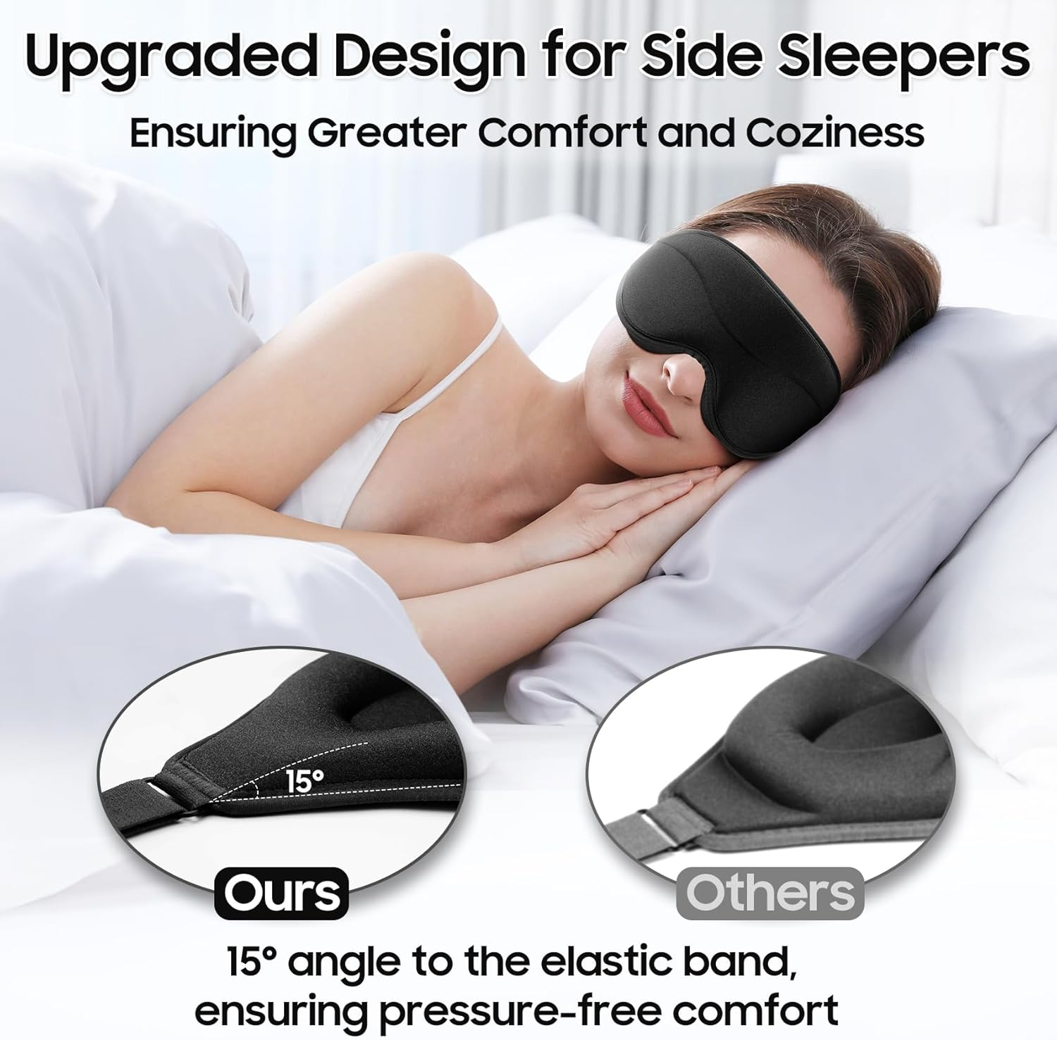 Sleep Mask - Total Blackout 3D Sleeping Mask, Super Lightweight & Silky Soft Eye Mask for Sleeping, Fully Adjustable Fit for Home, Office, Traveling, Meditation, Yoga, Black - Pink image number 2