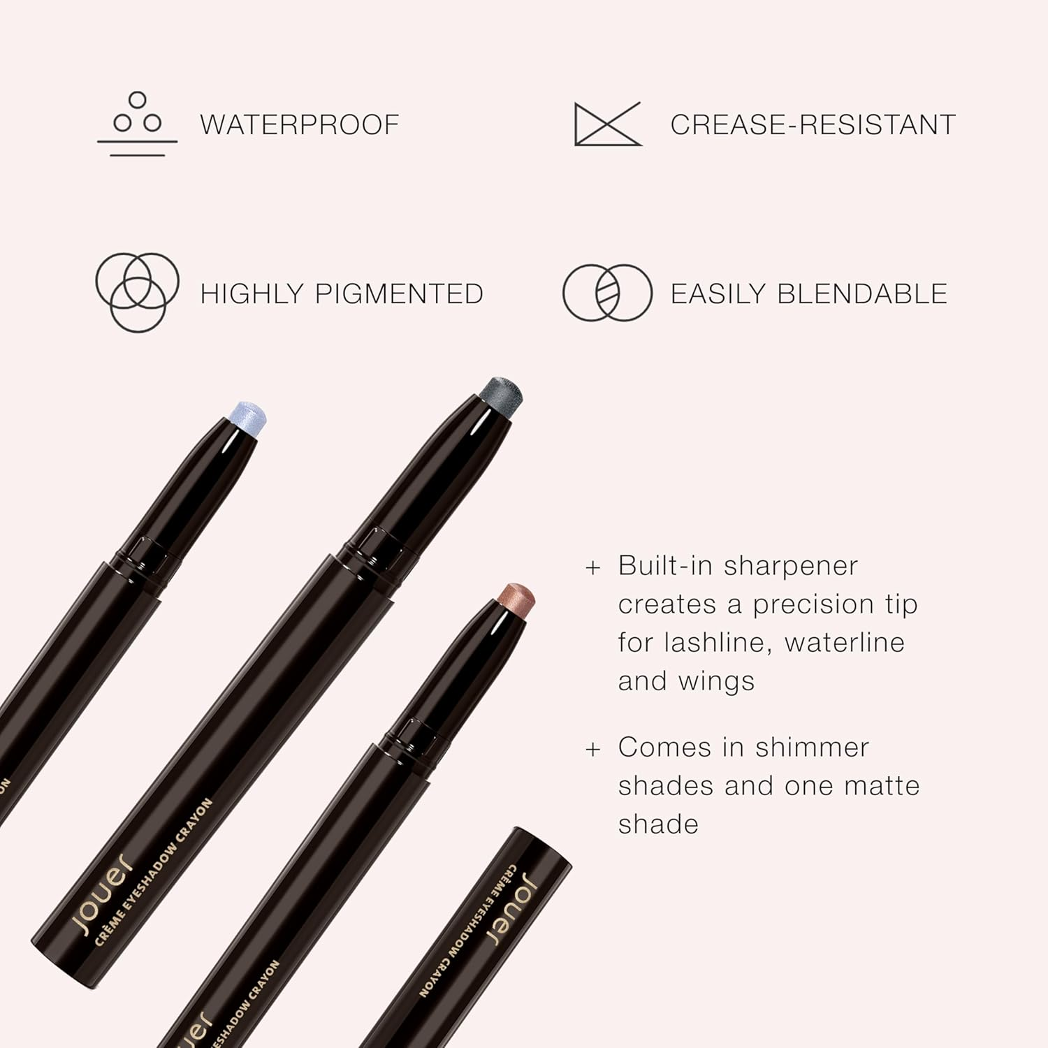 Jouer Creme Eyeshadow Crayon - Built-In Sharpener - Dermatologist Tested - Waterproof, Fast Drying & Crease Resistant Formula - Paraben, Gluten & Cruelty Free image number 6