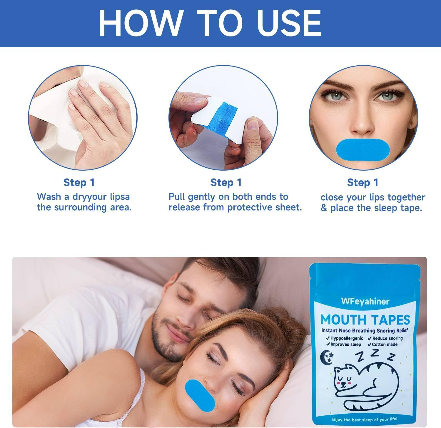 Mouth Tape for Sleeping, 40 Pcs anti Snoring Sleeping Tape, Cotton Mouth Strips for Better Sleep, Snore Tape, Improves Sleeping and Wellbeing image number 4