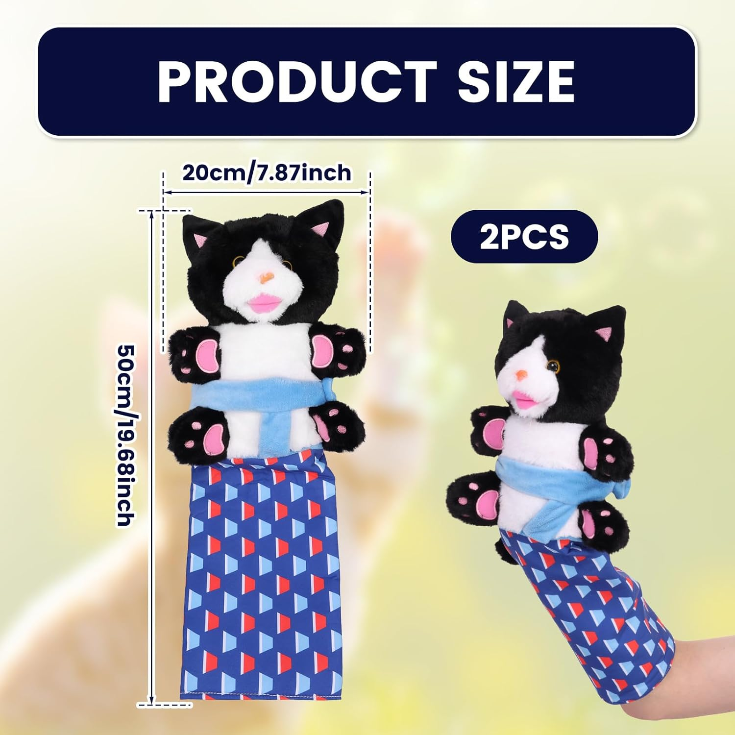 2Pcs Cat Wrestling Toy Puppet Interactive Cat Hand Puppet Cotton Pet Wrestling Glove for Playing Safety Training and Exercise